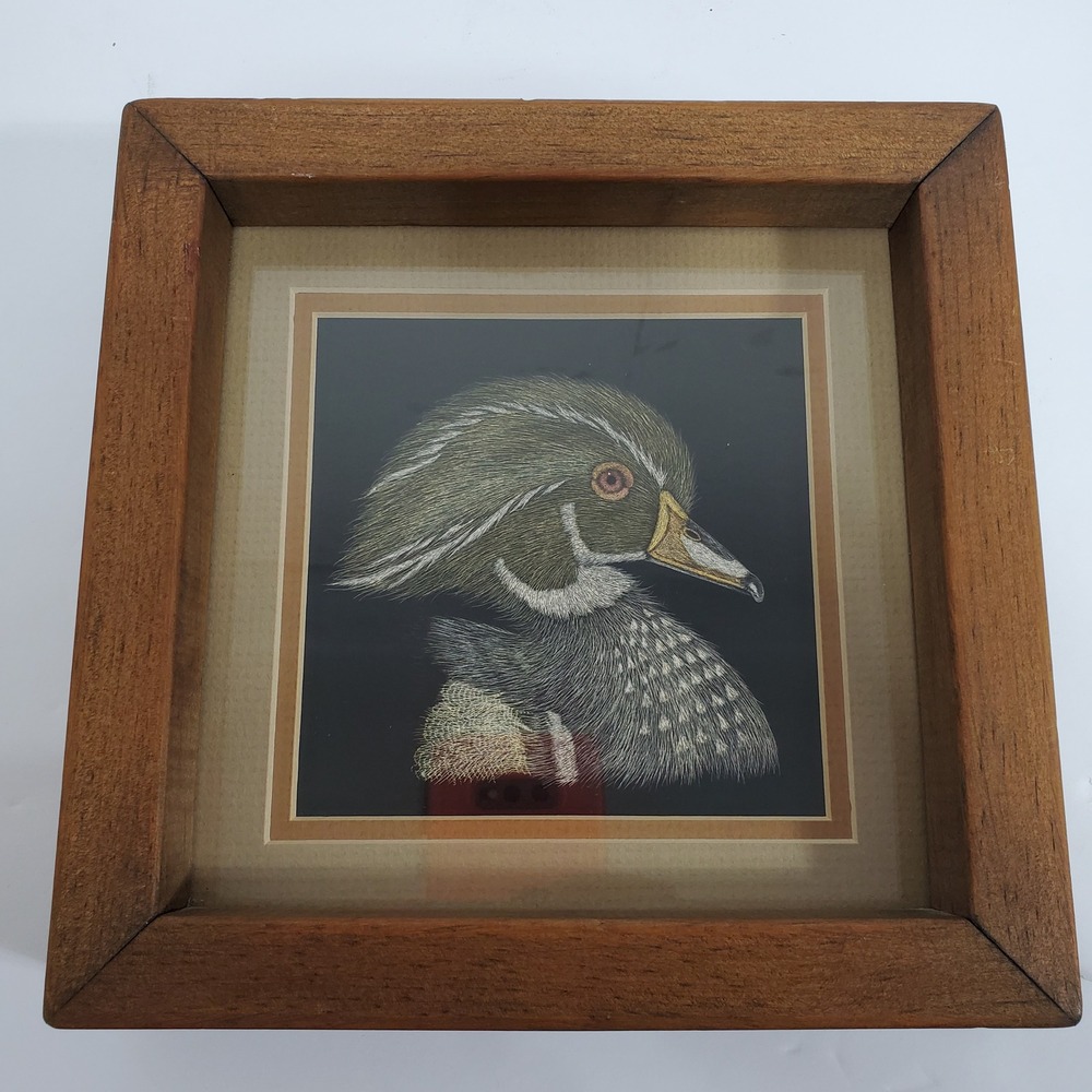 Dan Bashore SIgned Wood Duck Art 8x8 Brown Scratchboard 1986